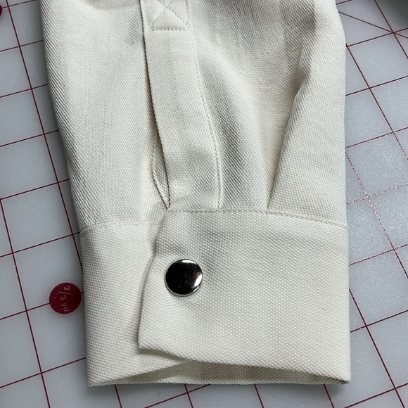 REISS Fleur Twin Pocket V-Neck Back Detail Lagenlook Minimalist Cream Blouse 0 - Picture 8 of 16